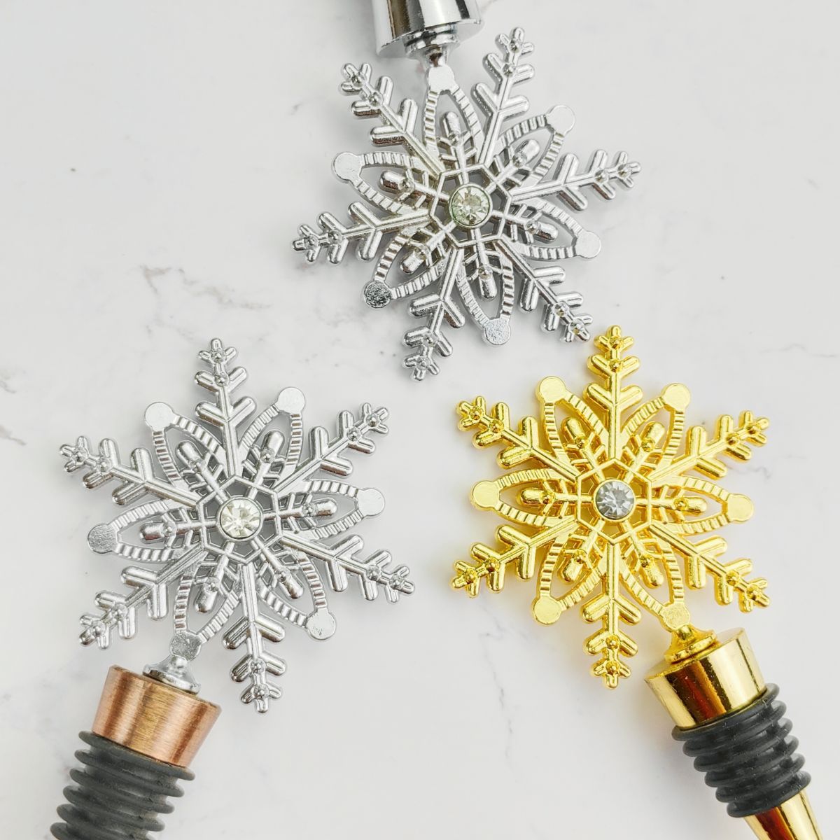 Christmas wine stopper big snowflake with diamond golden silver wine bottle stopper cork stopper high-grade gift