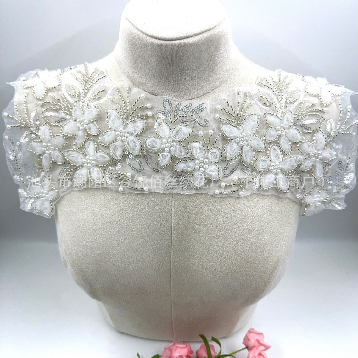 High-grade heavy industry bead embroidery false collar embroidery lace fashion modified pudding neckline foreign style DIY accessories