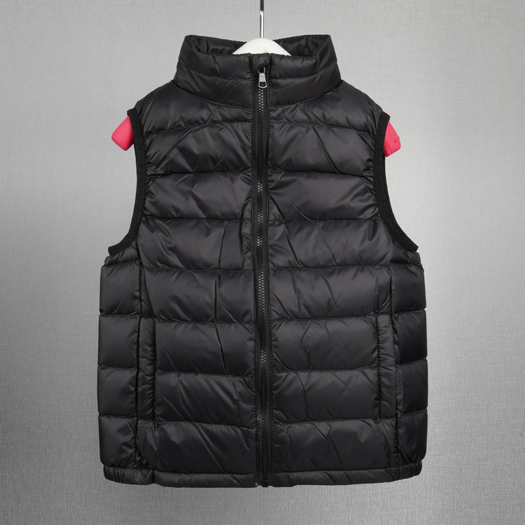 Autumn and Winter Boys and Girls Down Jacket Vest Solid Color Children's Vest Light and Thin Children's Coat Duck Down Short Horse Clip