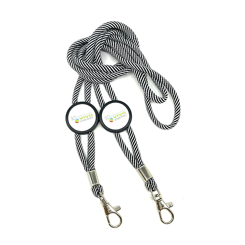 Manufacturers Custom Polyester Twill Jacquard Round Rope Staff Work Permit Lanyard