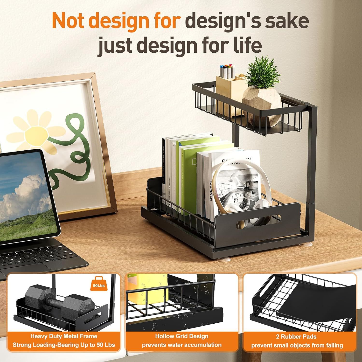 Cross-Border Kitchen Pull-Out Storage Rack under Sink Storage Rack Cabinet Countertop Spice Drawer Storage Rack