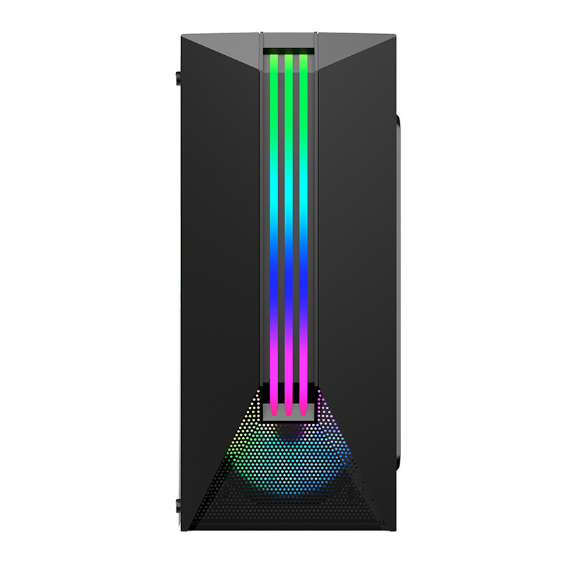 Cross-border desktop computer PC host Shell RGB colorful light bar ATX panoramic side transparent e-sports game case