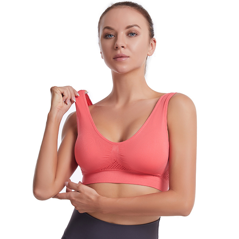 Sport Bra Yoga Sports Bra Cut Out Mesh Breathable Hole Large Size No Steel Ring Sports Bra Vest for Women