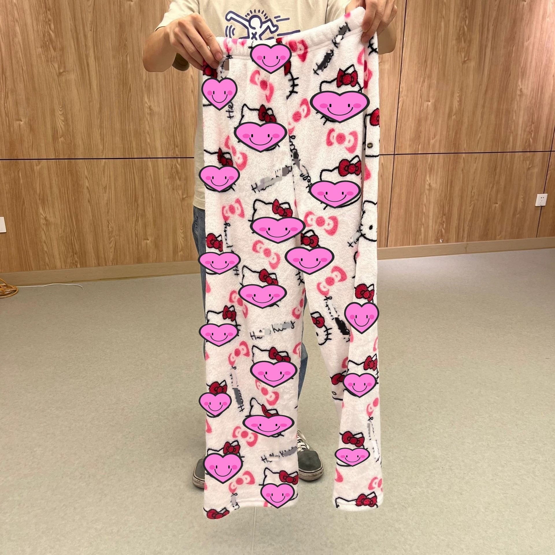 Foreign Trade Amazon Cartoon Cat Christmas fleece-lined Pajama Pants Women's Casual Fall/Winter Flannel Pants Home Wear