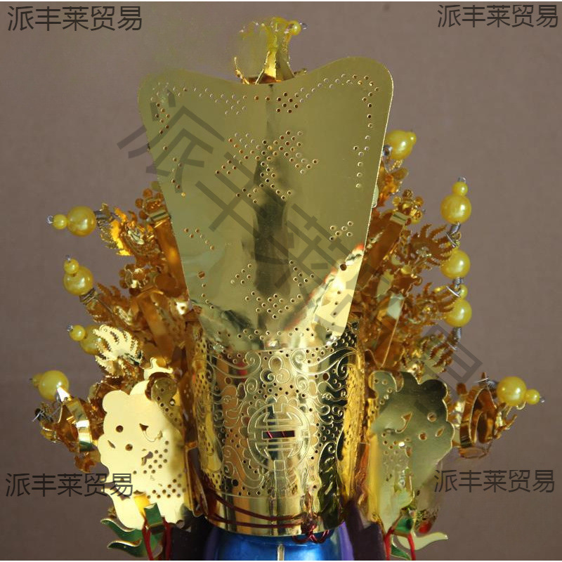 Alloy Guan Gong Hat Gold Beads Gold Diamond Guan Sheng Emperor's Hat Guan Feather Crown Gods Guan Di Helmet