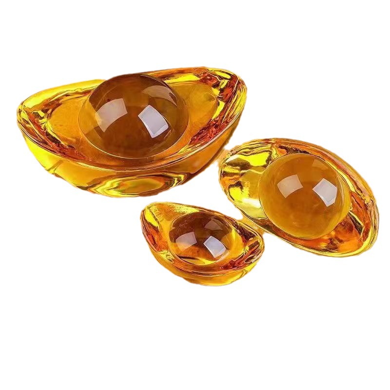 Coloured glaze gold ingot home decoration opening gift for Manza treasure bottle Ruyi citrine ingot ornaments