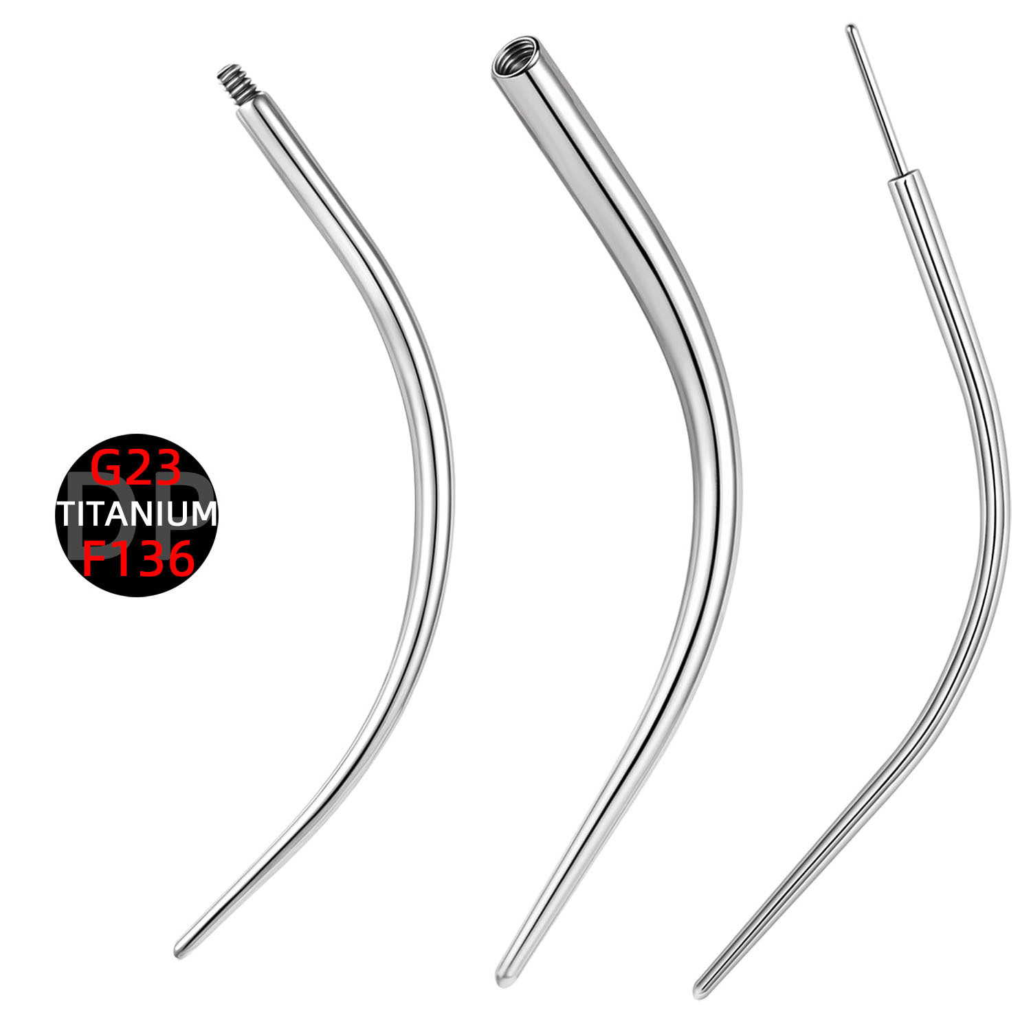 Изогнутая направляющая игла из нержавеющей стали, стержень для пирсинга, игла с резьбой, вспомогательный инструмент