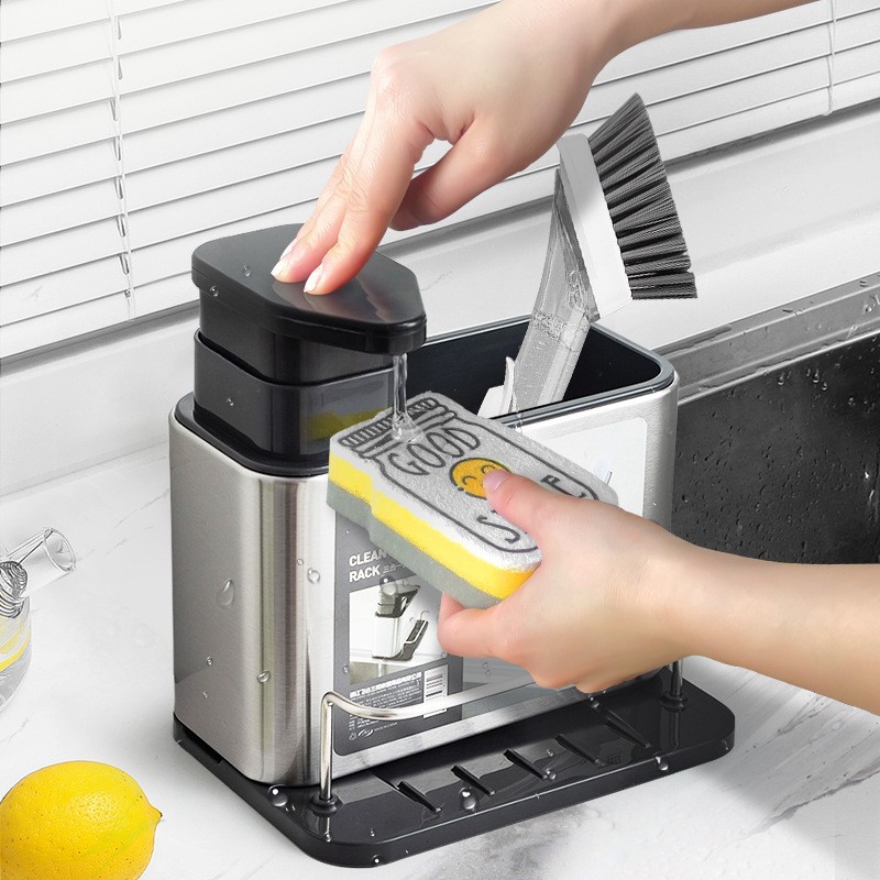 Кухонная мойка из нержавеющей стали, губка для мытья посуды, подставка для слива, контейнер для моющего средства, трехвместная подставка