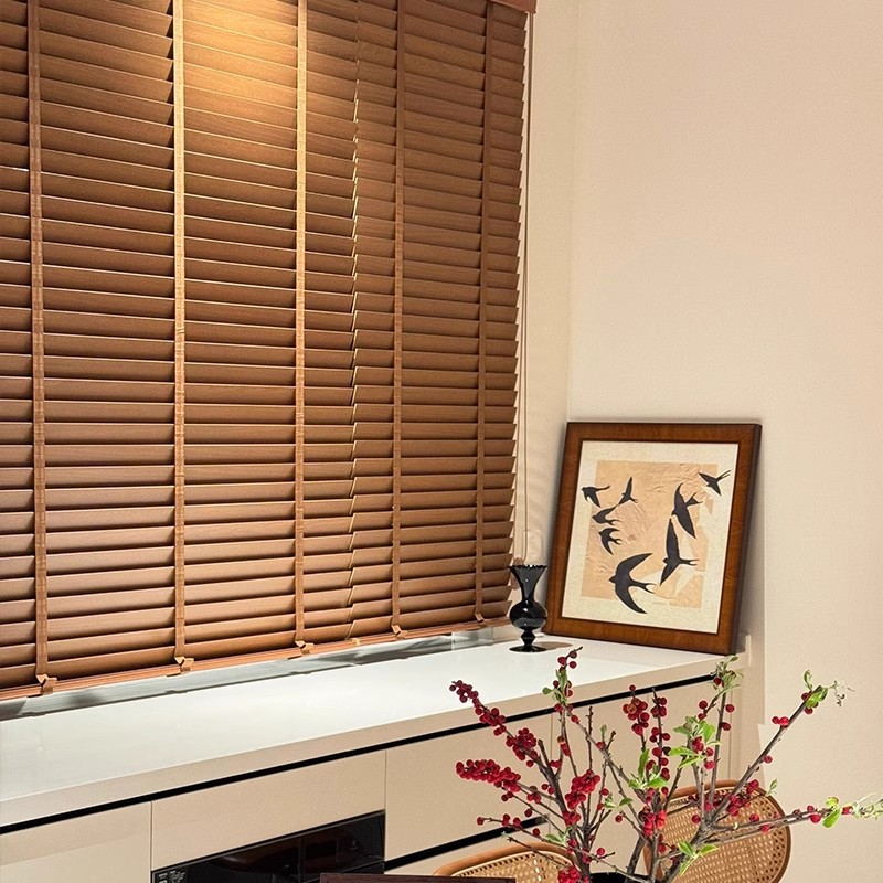 Blinds Solid Wood Blinds Office Living Room Balcony Study Adjustable Electric Blackout Sunshade Japanese Blinds