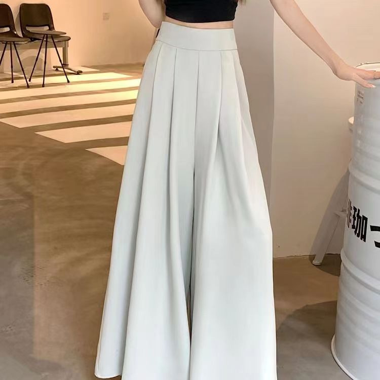 Women's 2024 Spring and Summer Thin Pleated Suit Pants High Waist Draped Slimming Casual Trendy Skirt