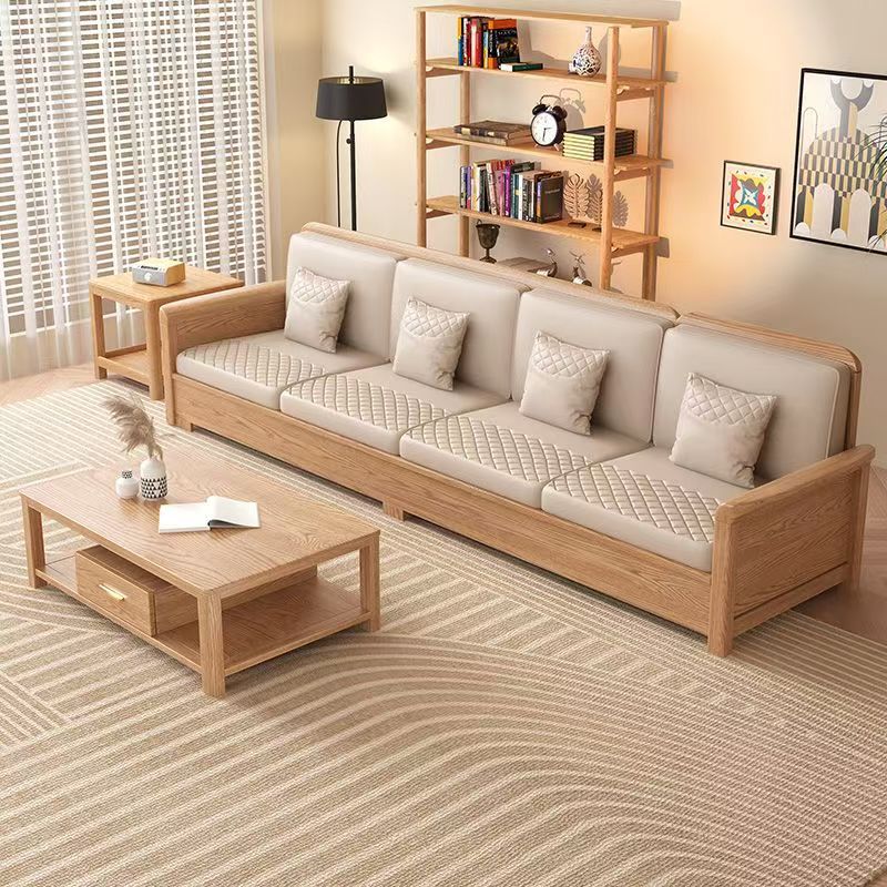 Nordic White Wax Solid Wood Sofa Winter and Summer Combination Dual-Purpose Modern Simple Small Apartment Living Room Storage Log Color Furniture