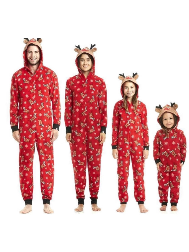 Рождественское семейное платье, модный комбинезон с капюшоном, рождественский принт, домашнее платье, семейный комбинезон