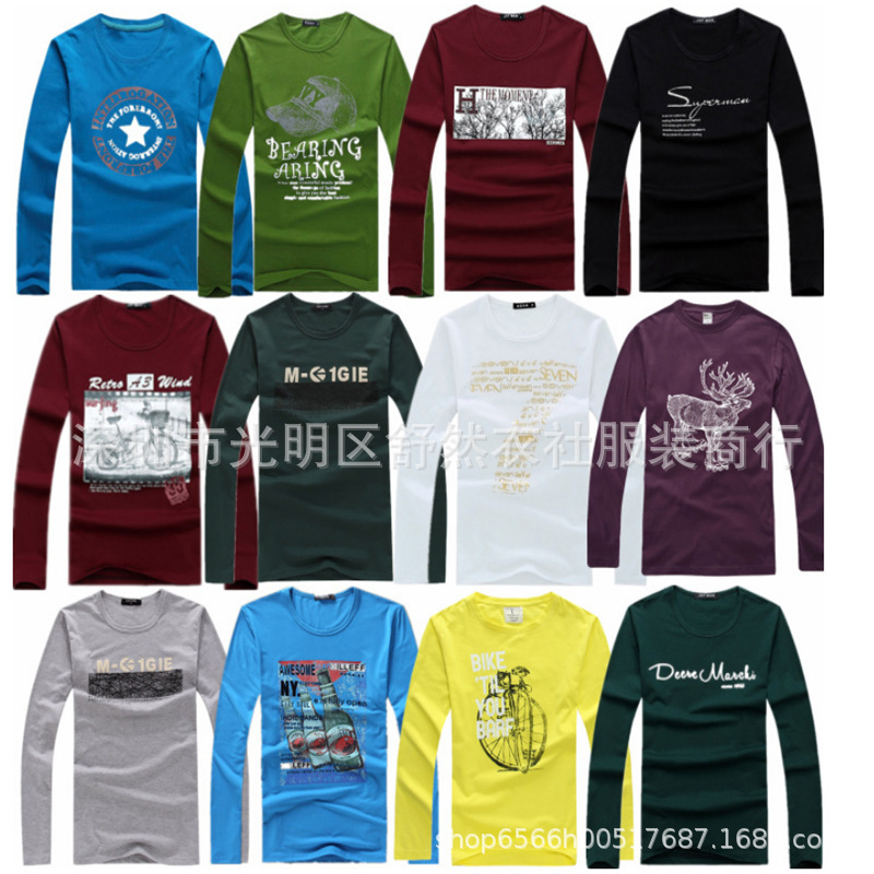 Stock spring and autumn men's T-shirt long sleeve foreign trade stall wholesale stall supply men's long sleeve clothes T-shirt