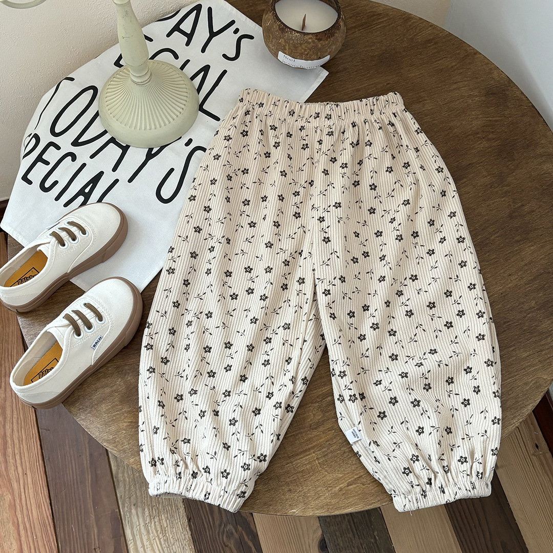 Children's New Sports Pants Corduroy Casual Pants Children's Pants Sweatpants Autumn Boys and Girls Loose Korean Harem Pants Trendy