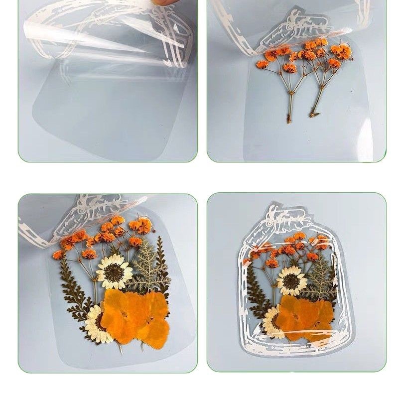 Creative Dried Flower Bookmark Handmade DIY Transparent Small Bottle Embossed Sticker Package Student Homemade Plant Specimen Clip Sticker