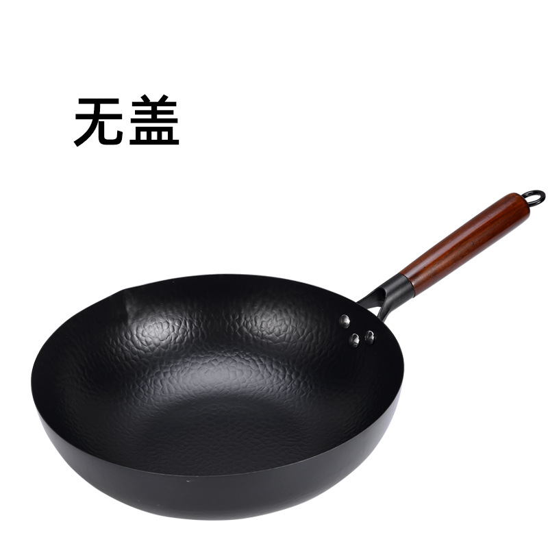 Daifa Zhangqiu Iron Pot genuine goods Wok Uncoated Flat Bottom Non-stick Pan Household Old-fashioned Hand-made Wok Gift Pot