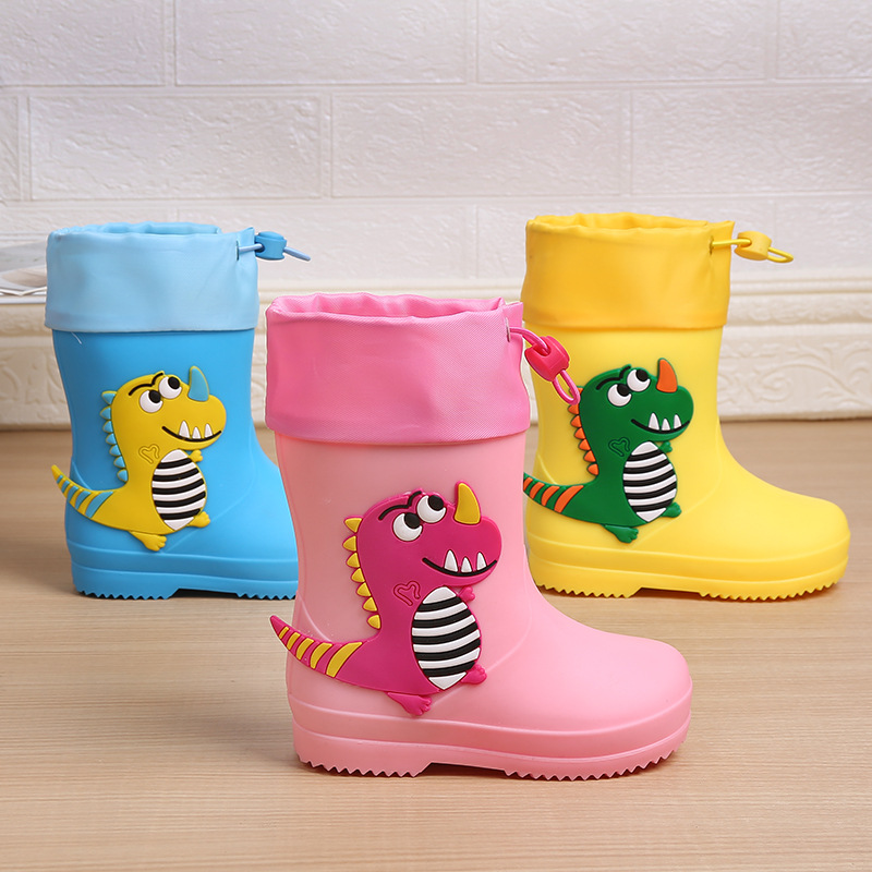 Children's Rain Boots Cute Cartoon Boys and Girls Kindergarten Baby Waterproof Shoe Covers Shoes Medium and Large Kidsren Non-Slip Rain Boots Rubber Shoes
