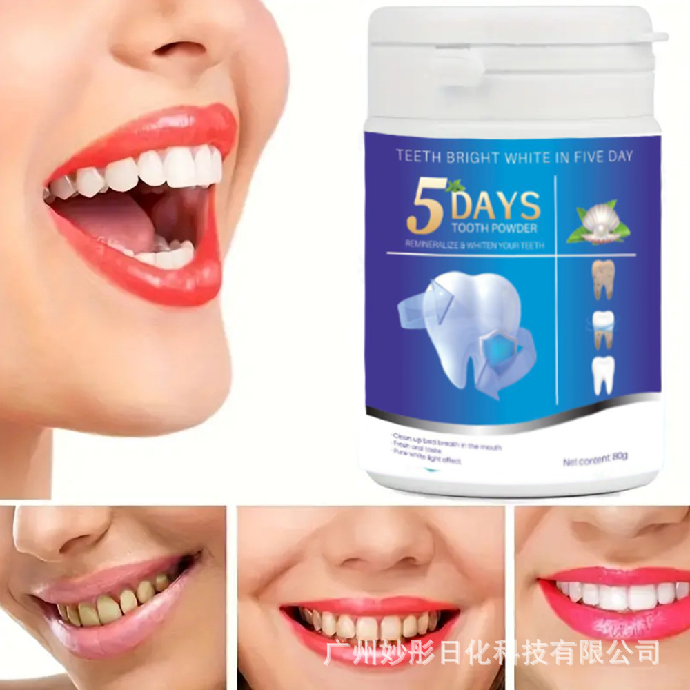 Cross-border foreign trade exclusive tooth powder pure English version bright white teeth mint tooth washing powder tooth cleaning powder