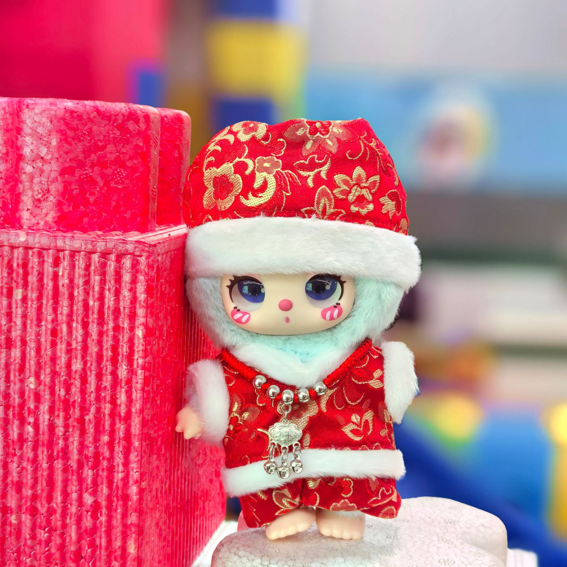 Only clothes] 15cm pendant labubu cloth for the new year suit labubu key chain doll clothes adorable baby