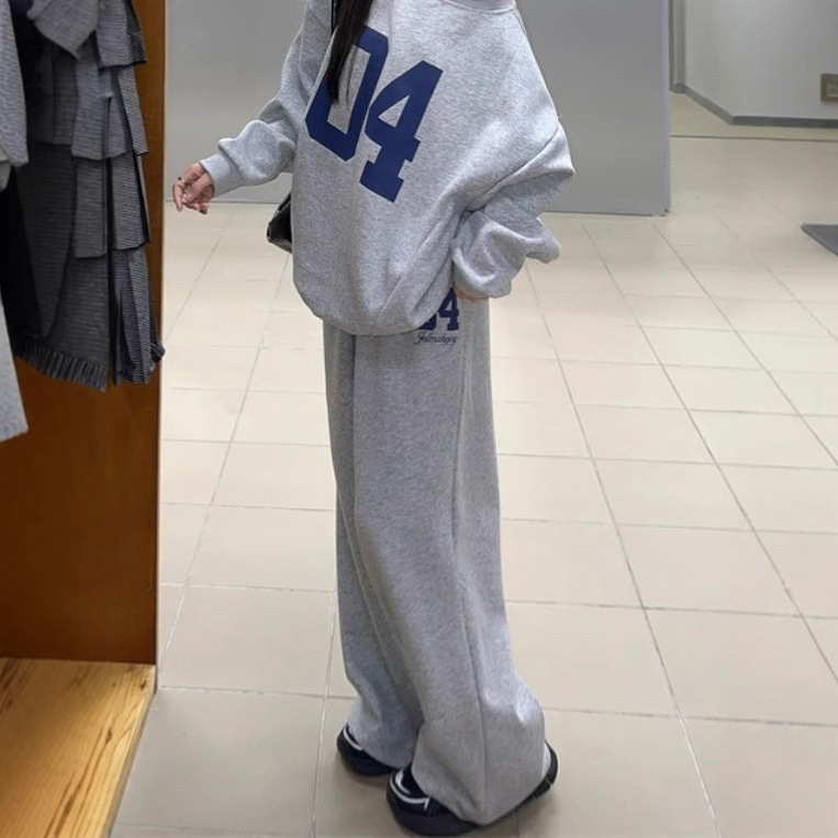 American Retro 2025 Spring Men's and Women's Loose Casual Ins Pants Sports Sweatshirt Sports Splicing Waist Straight Pants