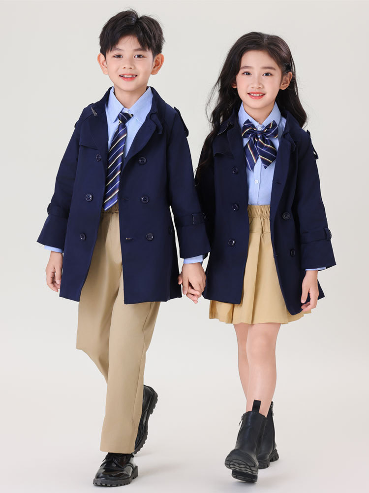 Children's Windbreaker Coat School Uniform suit British Style Boys' Windbreaker Class Suit for Primary and Secondary School Students Garden Suit Performance Suit