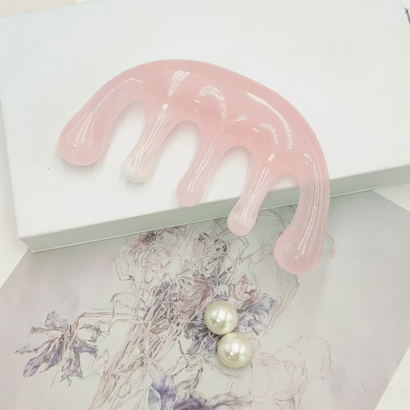 Resin Big Five-Tooth Massage Comb Head Therapy Meridian Comb Five-Claw Head Scraping Relaxer Meridian Stick Beauty Tool