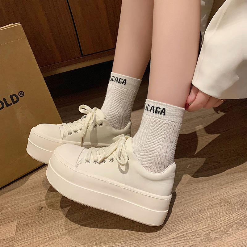 Ugly cute big head bread shoes women's thick bottom increased white shoes 2025 spring new all-match casual sports shoes