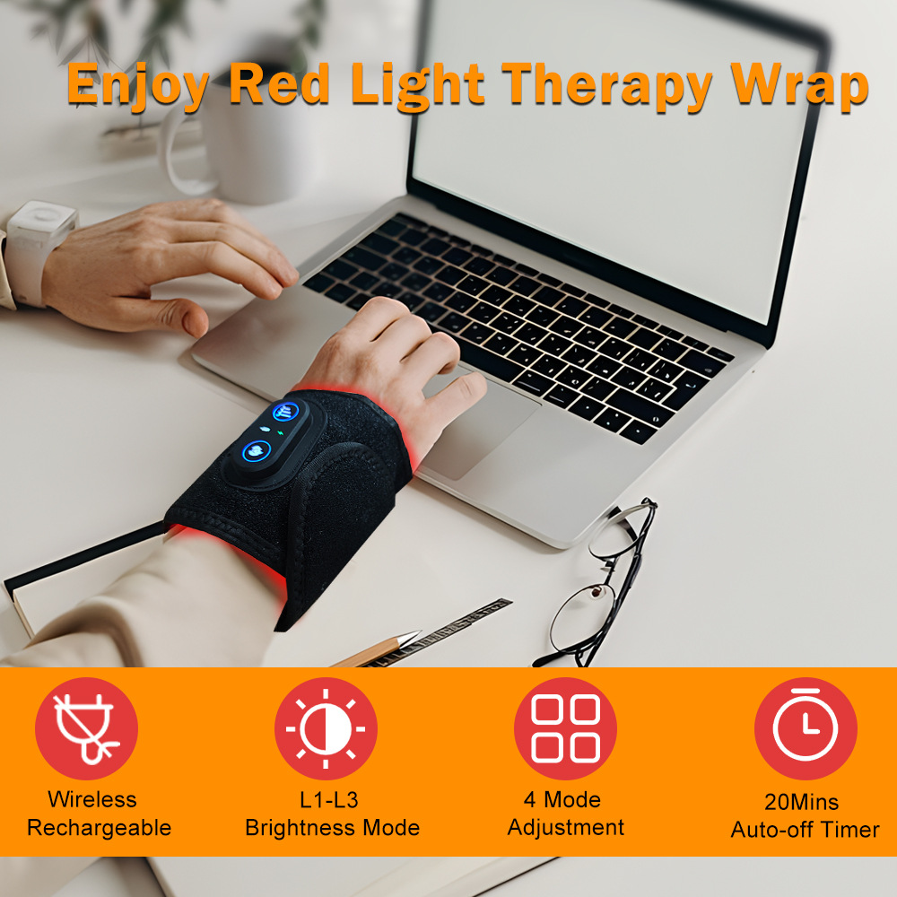 LED Red Light Fever Physiotherapy Wrist Band Moxibustion Hot Compress Warm Wrist Band USB Three-gear Temperature Control Heating Wrist Band