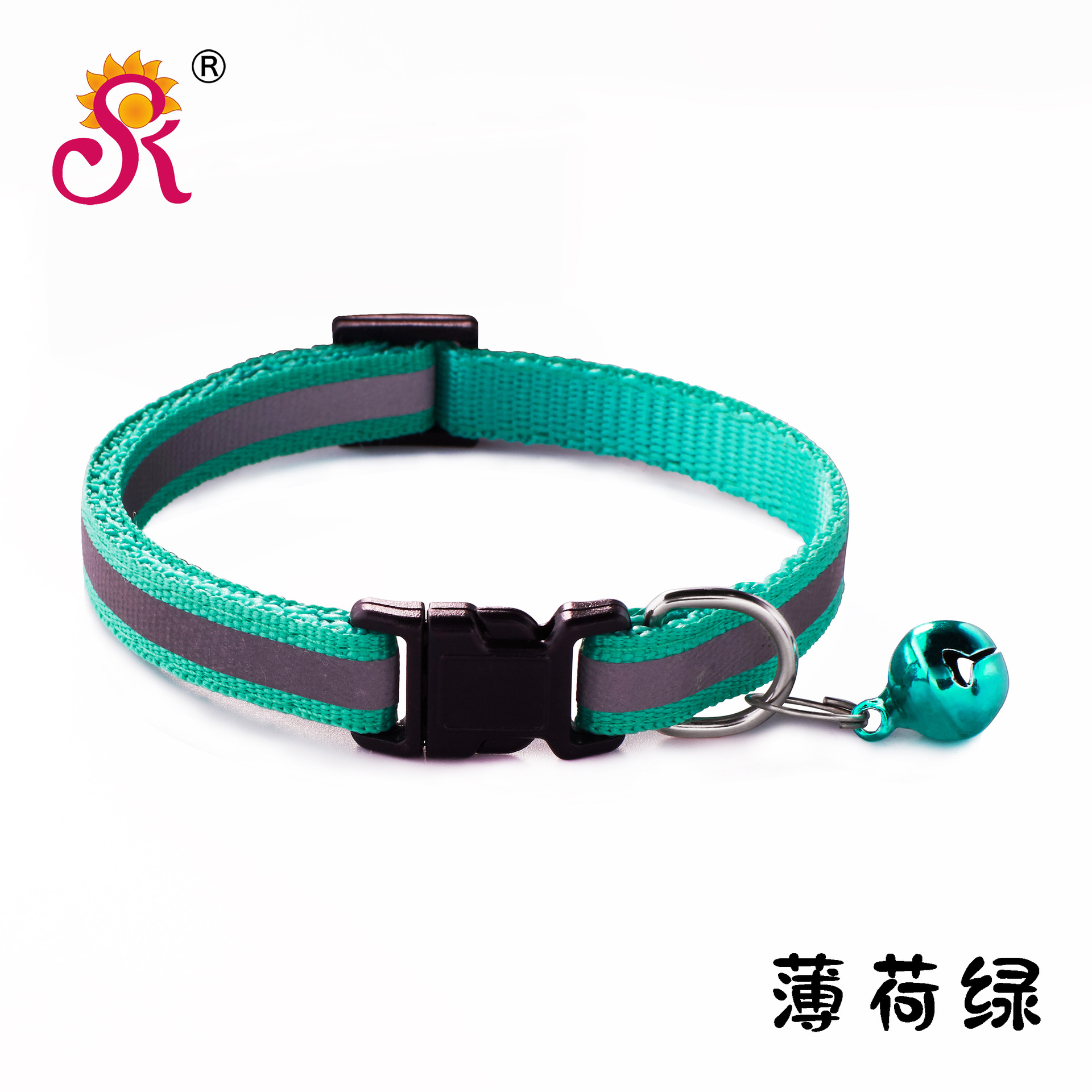 Black buckle reflective collar patch bell collar pet dog collar cat collar Bell large spot factory