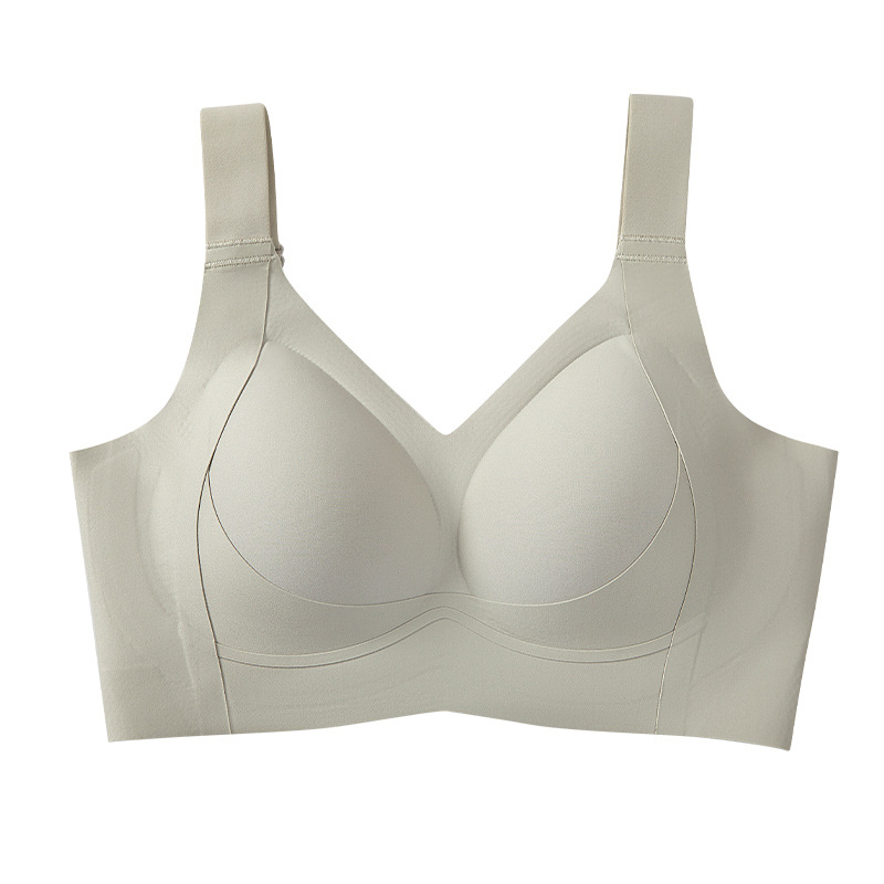 Thin Underwear Large Chest Small Anti-sagging No-steel Rings Women's Gather-up Traceless Adjustable Large Cup plus size Bra