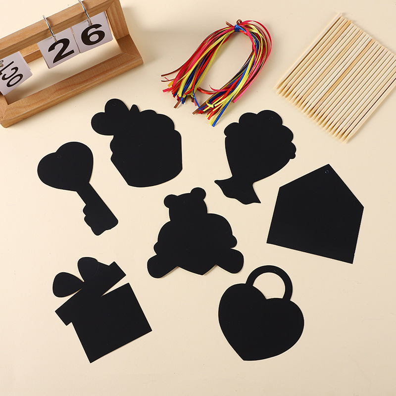 Children's Colorful Scratch-Off Painting Set DIY Easter Hanging Ornaments Scratch-Off Paper Eggs Little Bunny Decorative Scratch-Off Eggs