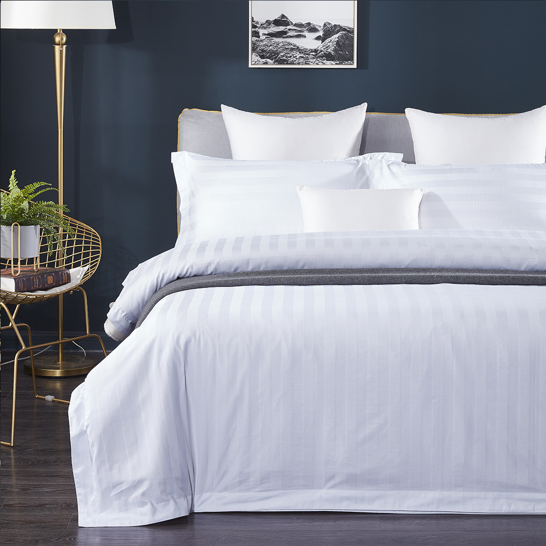 Cotton bedding hotel homestay hotel four-piece one-piece pure cotton simple satin bed sheet quilt cover pillowcase