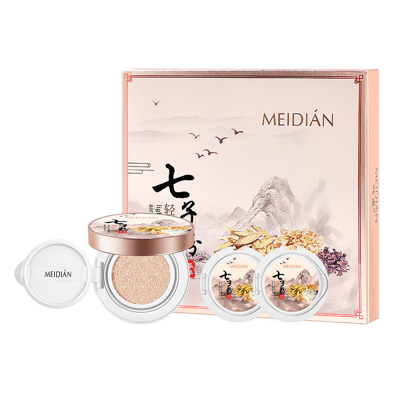 Meidian Qizi Powder Light Breathable Cushion Cream Women's Non-Stuck Powder Non-Removing Makeup Student Party Liquid Foundation Cc Concealer Moisturizing