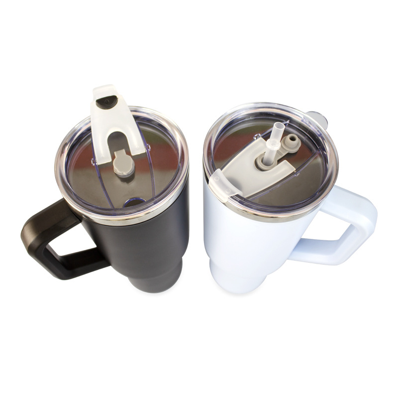 Cross-border large-capacity 304 stainless steel liner straw ice cup 40oz outer plastic inner steel car coffee cup