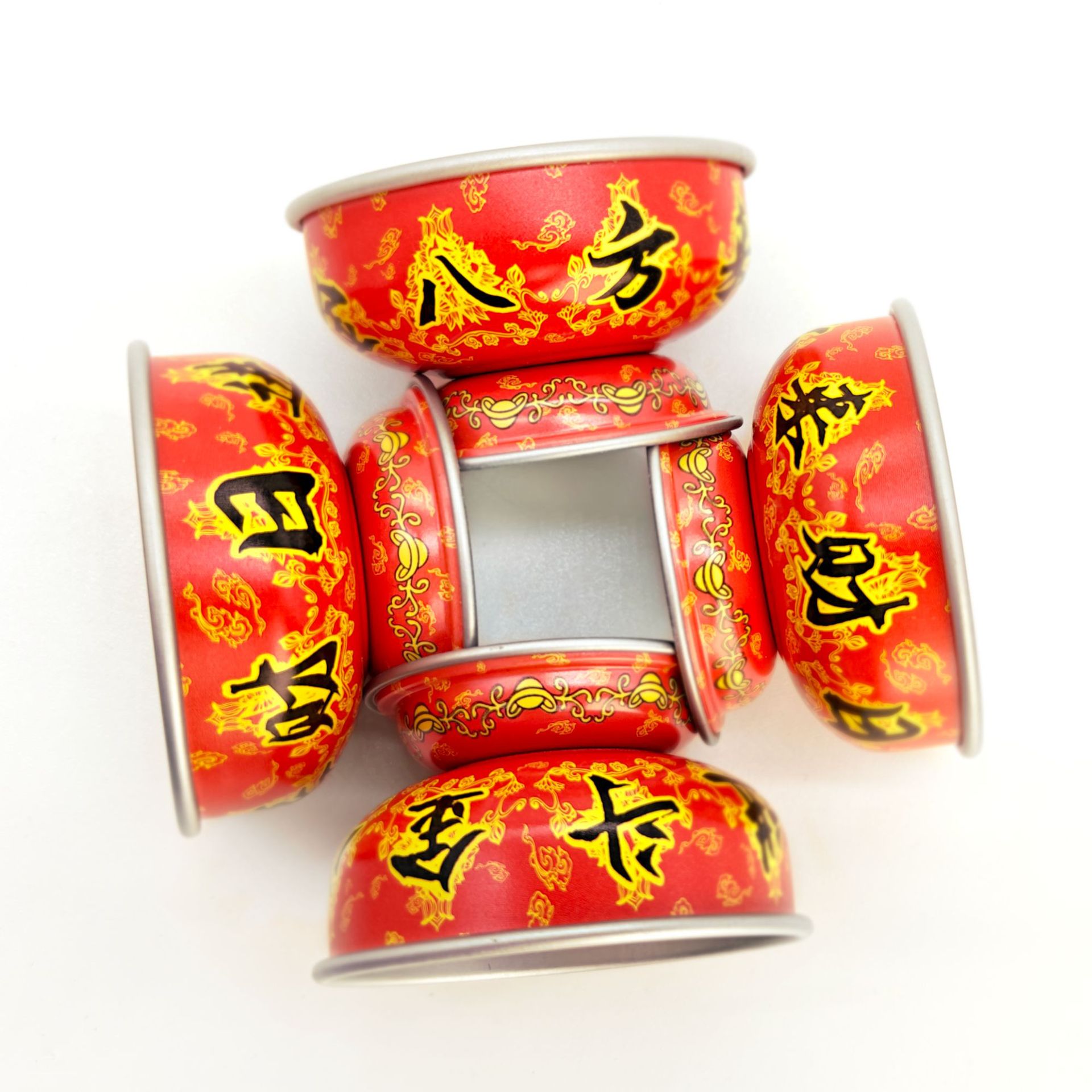 New Eight Treasures Auspicious Fortune Butter Lamp Holder for Home Use Smokeless Buddhist Festive Eternal Light New Red