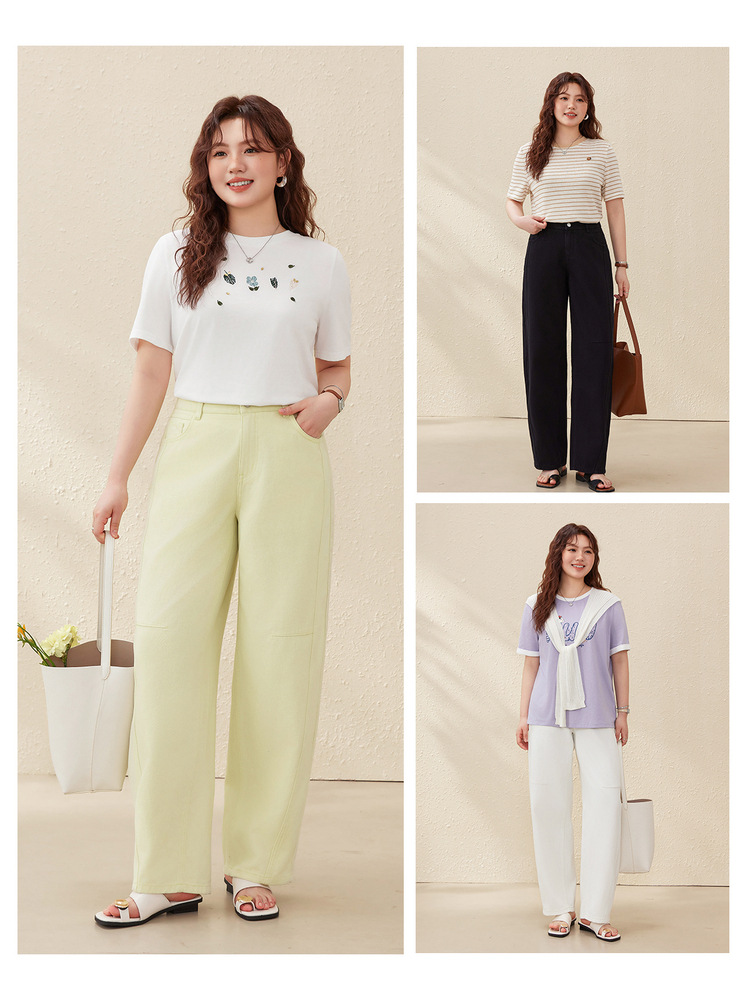 [Oriental Scimitar Pants] Pure Cotton Loose Arc-Shaped Cocoon-Shaped Jeans, Slim and Showy, Plus Size Fat mm Summer New Style