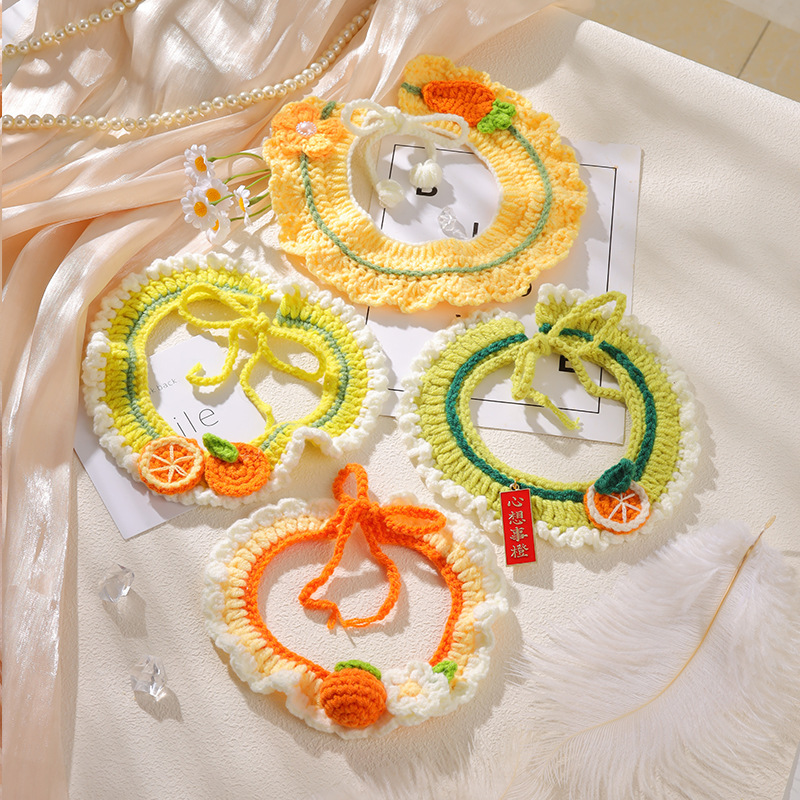 Cats and Dogs Cute Knitted Scarf Slippery Towel Wool Collar Bib Small Dog Photo Decorative Handmade Scarf