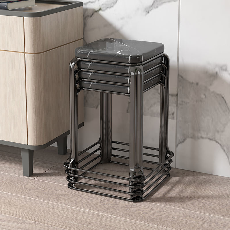 Modern Minimalist Wrought Iron Square Stool, Fast Food Stool, Thickened Wrought Iron Set Stool, Dining Table Stool, Storage Stool, Reinforced Iron Stool, Household Stool