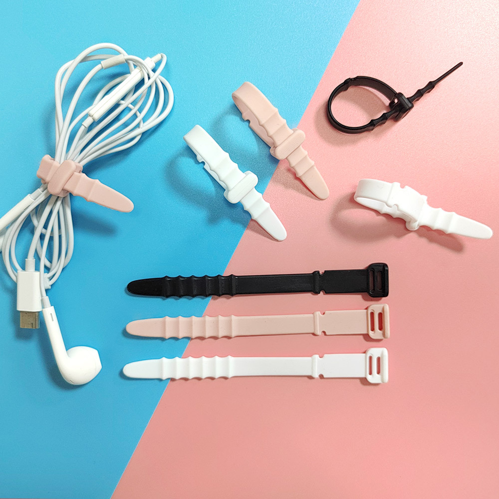 Fishbone Silicone Cable Organizer Data Cable Storage Tie Headphone Cable Winder Strap Cord Organizer
