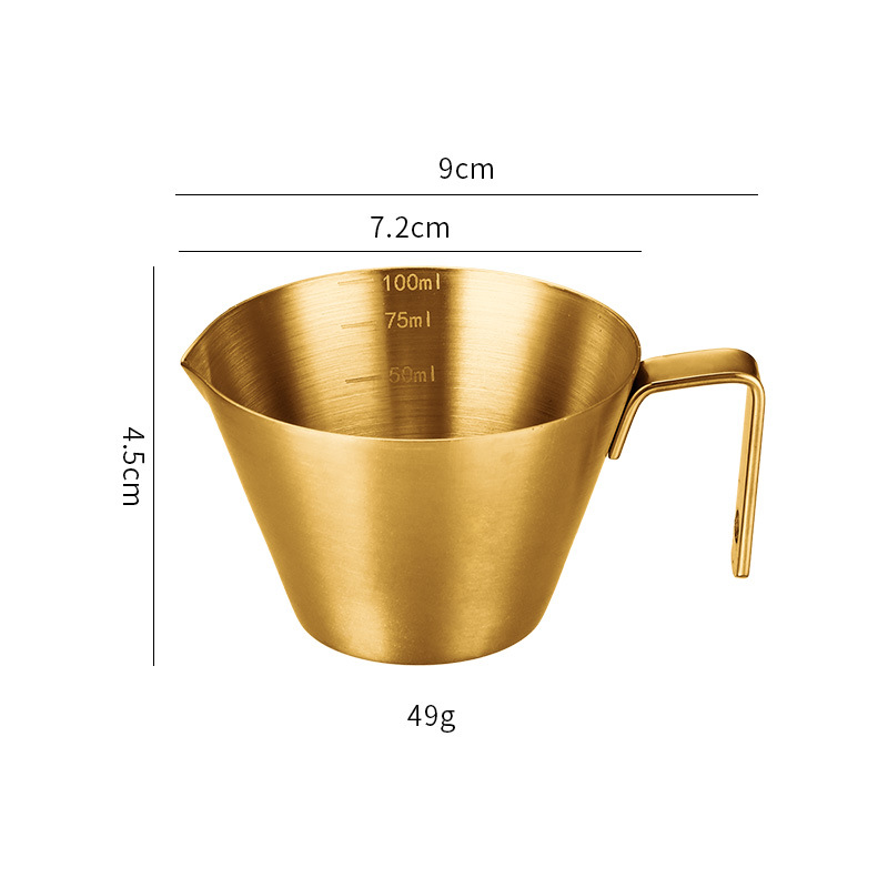 in stock 304 stainless steel coffee extraction cup with scale small milk Ang making cup espresso coffee taking cup wholesale