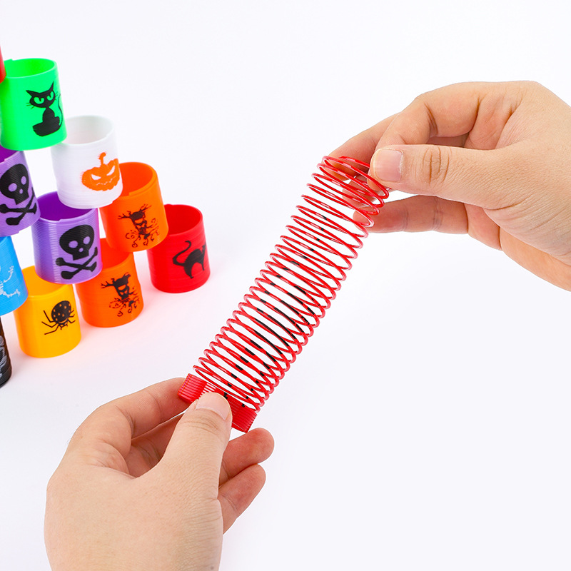 Children's Stress Relief Spring Ring Halloween Rainbow Ring Colorful Ring Elastic Ring Kindergarten Children's Prize Cross-Border Supply
