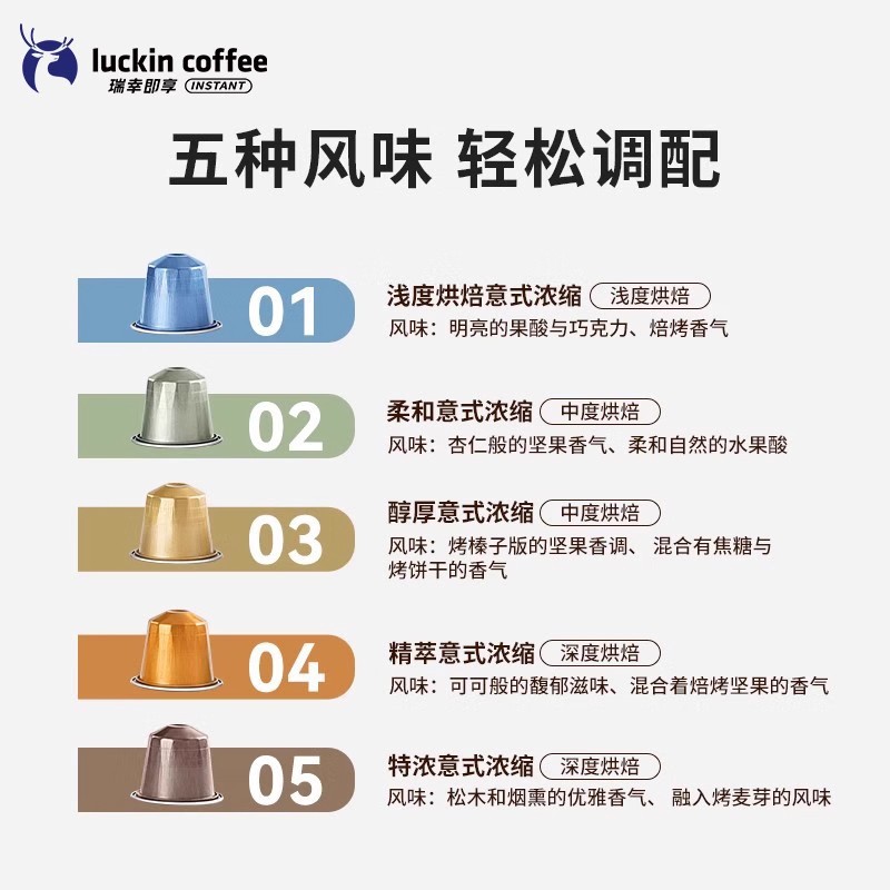 Luckin Coffee Imported Capsule Coffee Espresso 10 Capsules Suitable for Nes Millet Capsule Machine