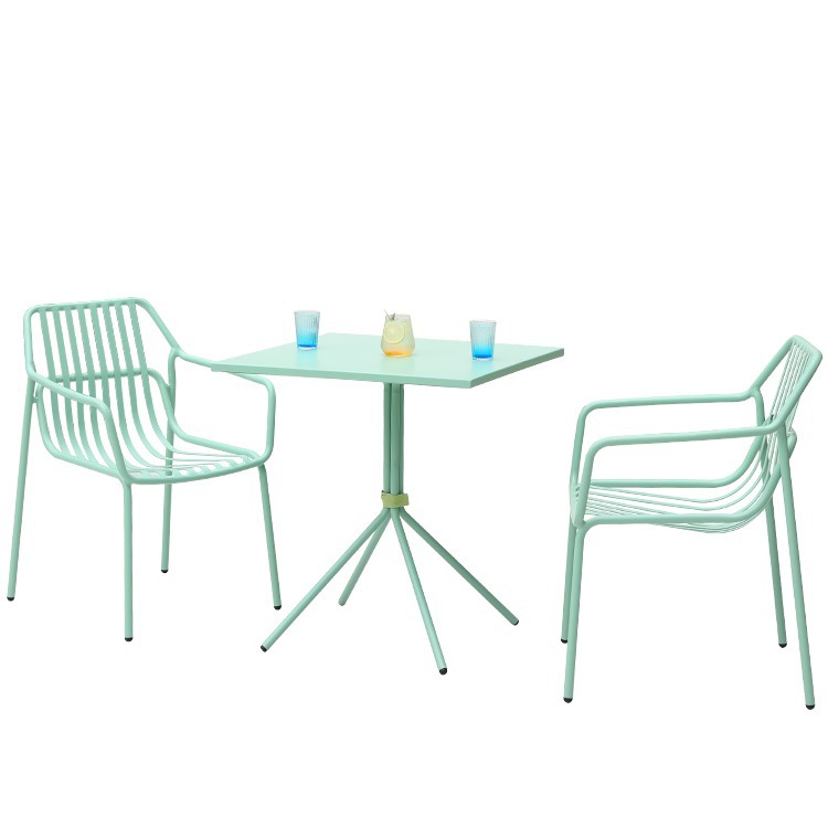 Outdoor Table and Chair Courtyard Internet Celebrity Milk Tea Shop Iron Leisure Chair Cafe Outdoor Garden Balcony Terrace Small Round Table