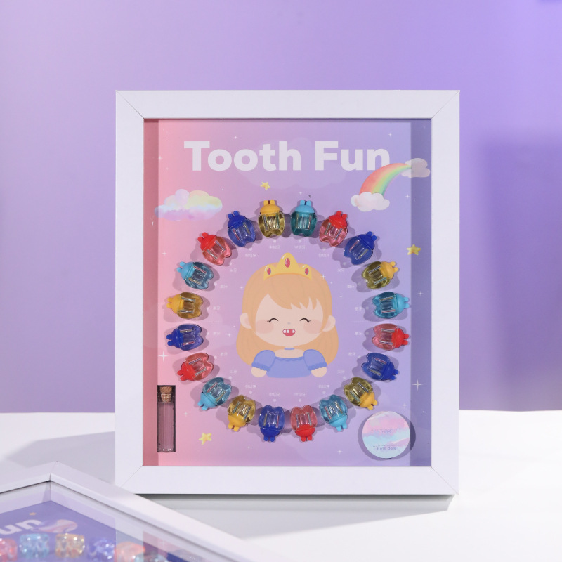 T9 Wooden Photo Frame Deciduous Teeth Box Transparent Crystal Teeth House Boys and Girls New Deciduous Teeth Storage Frame
