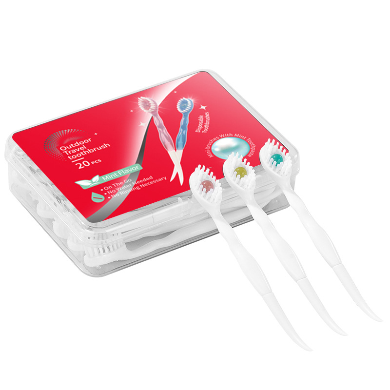 New Pop-Up Toothbrush 20 Boxes Portable Disposable Toothpicks Cleaning Travel Size Mini Toothbrush Wholesale Cross-Border
