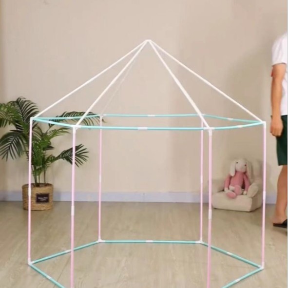 Завод в наличии ПВХ детская палатка каркас, шестигранный ПВХ материал, доступный для оптовой продажи, портативное наружное хранение, кемпинг на улице