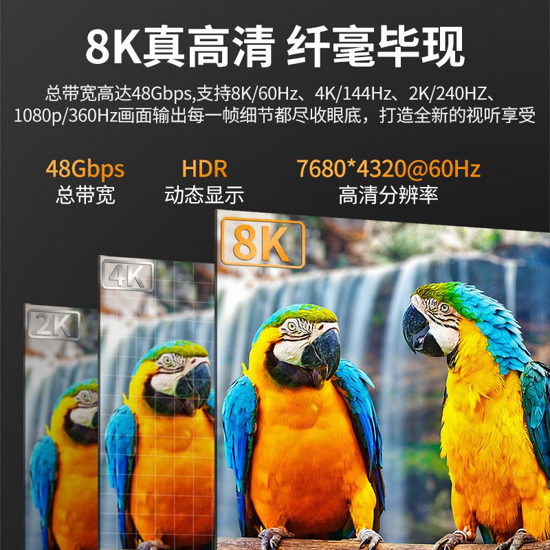 HDMI Cable 2.1 High Definition Cable 8K60Hz Tv Projection Laptop Monitor 4K144 Video Cable