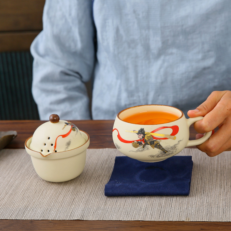 Ru Kiln Travel Tea Set suit Portable Express Cup Tea Separation Office Cup Teapot Outdoor Camping