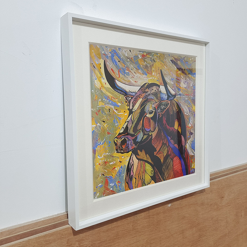 Original Bring in Wealth and Treasure Cow 210g Etched Acid-Free Paper Art Giclee Reproduction Painting Moisture-Proof Mounting Can Be Stored for Dozens of Years