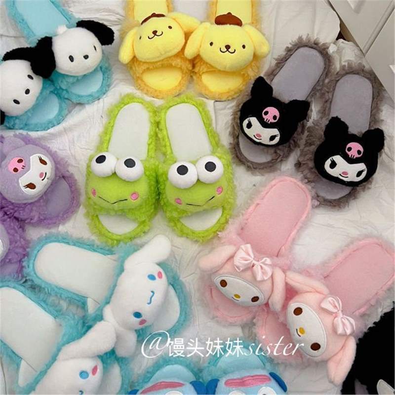 Spring and Summer Cute Cartoon Plush Women's Fish Mouth Slippers Home Shoes Home Indoor Floor Non-slip Open Toe Sandals